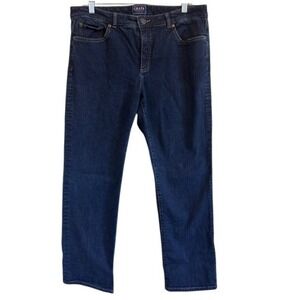 Chaps Denim Women's Straight Leg Jeans Stretch 12 Inseam 28" Dark Blue Wash